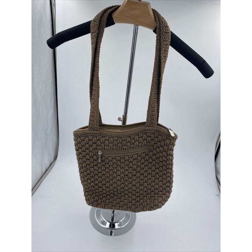 The Sak Pink Crochet Knit Woven Shoulder Bag Hobo Tote Purse Handle